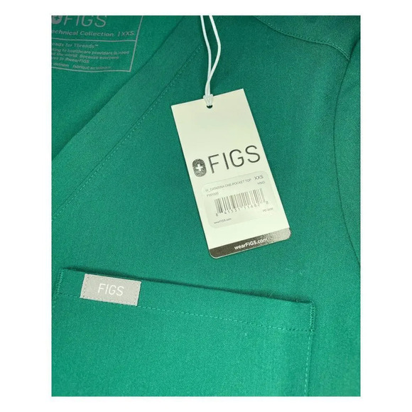 NWT FIGS Forest Green Short Sleeve Scrub Top, XXS, Technical Collection, FW1000 - Picture 4 of 6